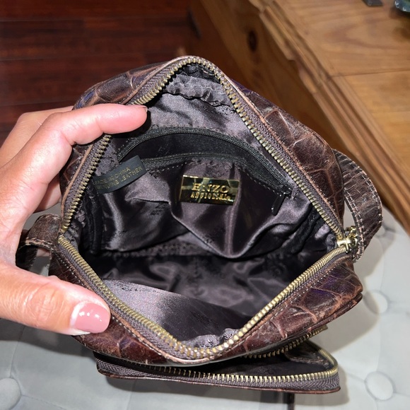 Enzo Angiolini Vintage Croc Embossed Distressed Genuine Leather Crossbody - Picture 9 of 17